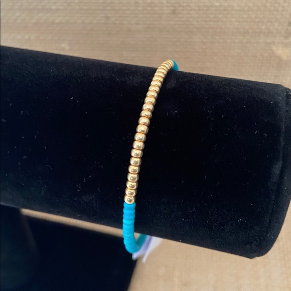 Hand Crafted Jewelry - Gold and Turquoise Beaded Bracelet